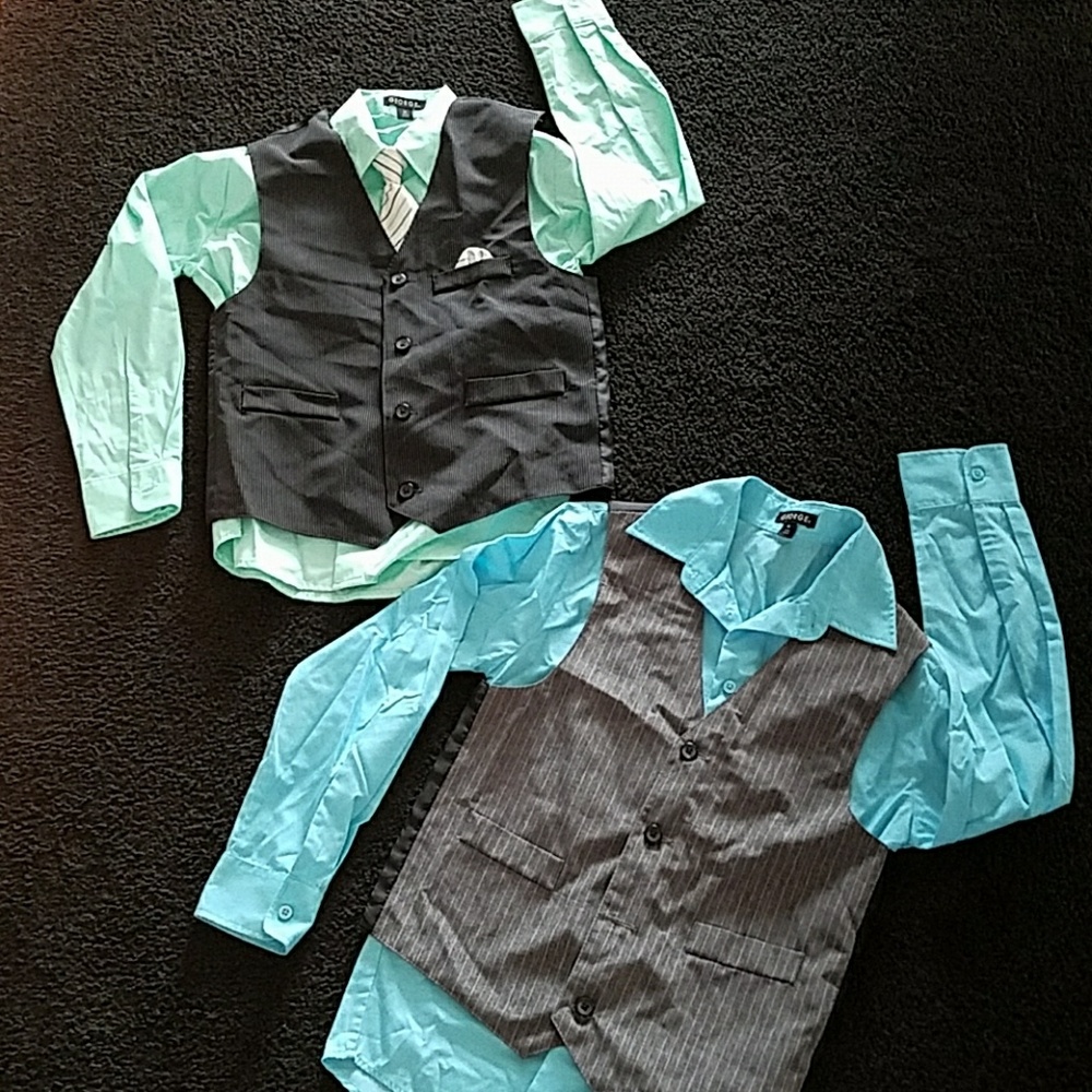 Kids dress shirt , vest and tie
